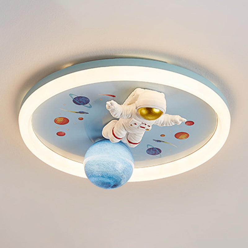 Single Modernism Blue Flush Mount Lighting Unique Ceiling Light for Bedroom