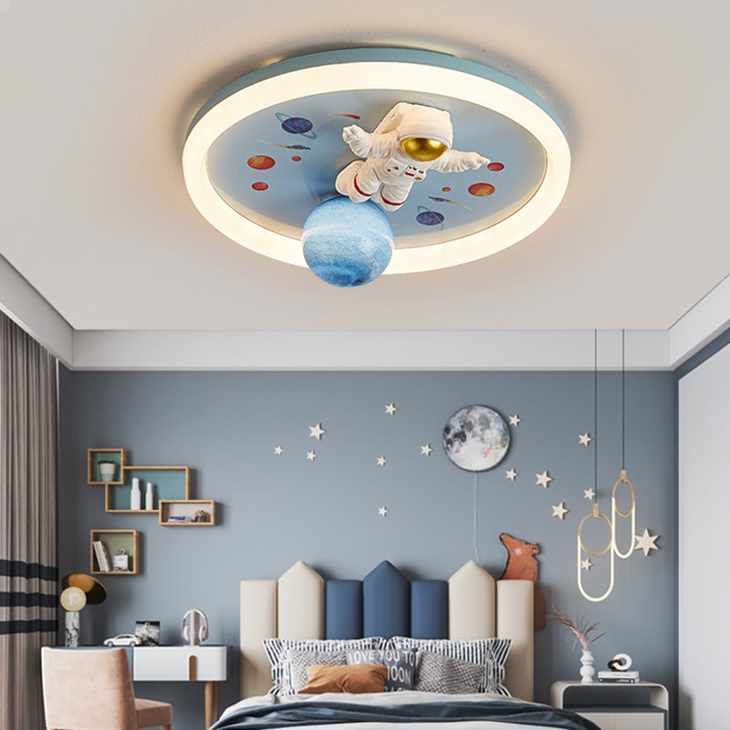 Single Modernism Blue Flush Mount Lighting Unique Ceiling Light for Bedroom