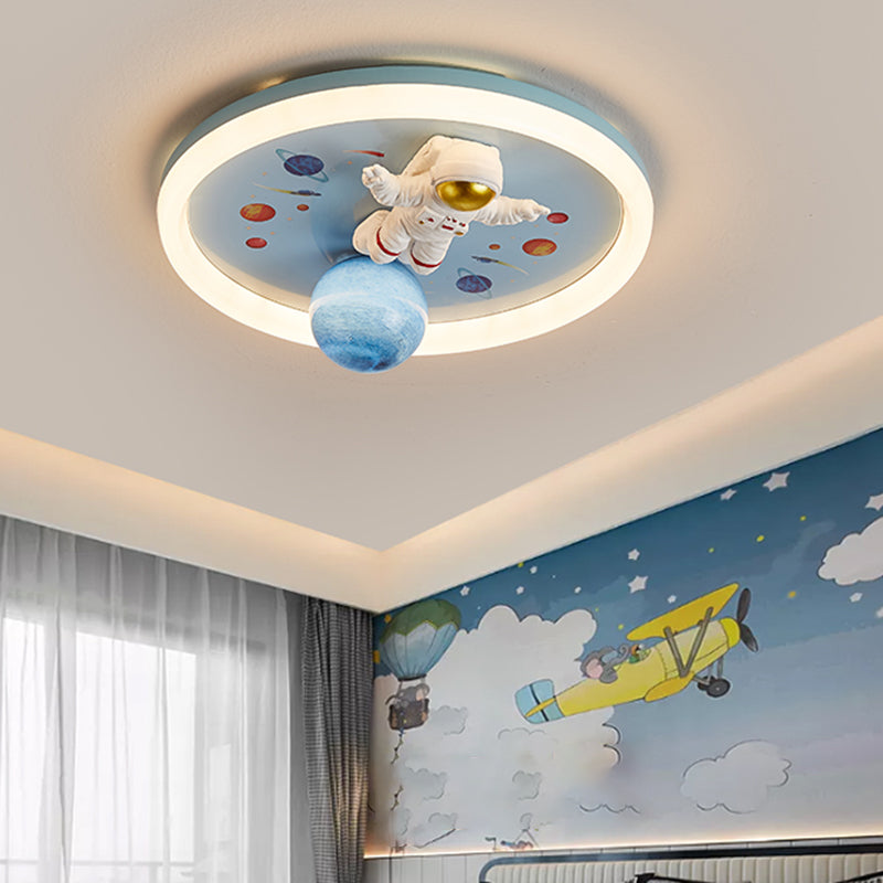 Single Modernism Blue Flush Mount Lighting Unique Ceiling Light for Bedroom