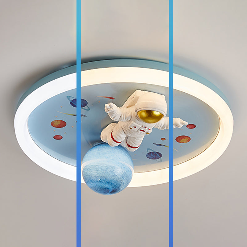 Single Modernism Blue Flush Mount Lighting Unique Ceiling Light for Bedroom