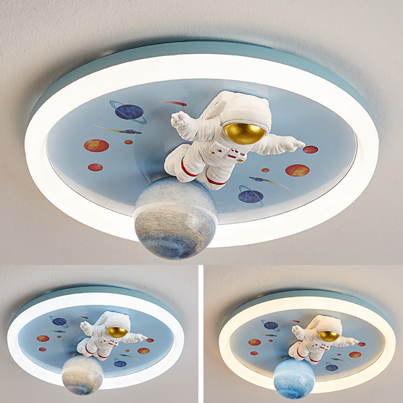 Single Modernism Blue Flush Mount Lighting Unique Ceiling Light for Bedroom