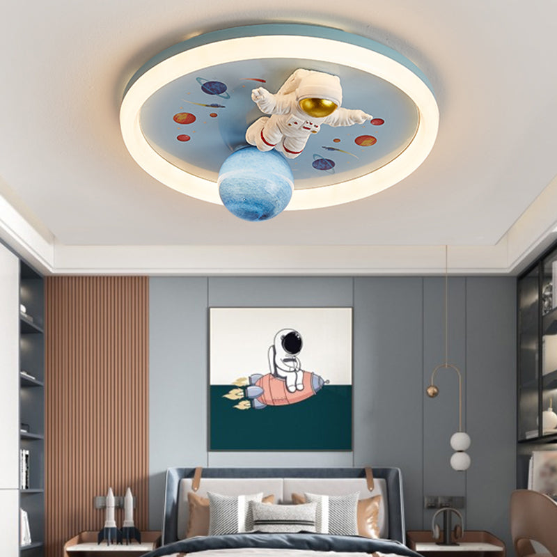 Single Modernism Blue Flush Mount Lighting Unique Ceiling Light for Bedroom