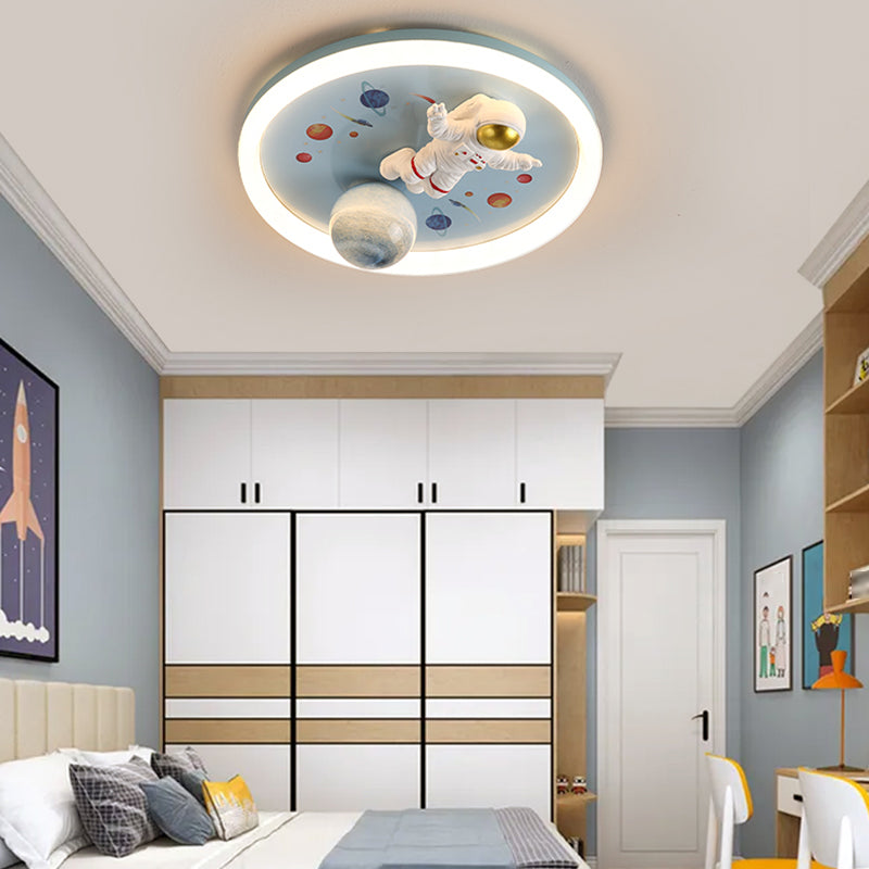 Single Modernism Blue Flush Mount Lighting Unique Ceiling Light for Bedroom