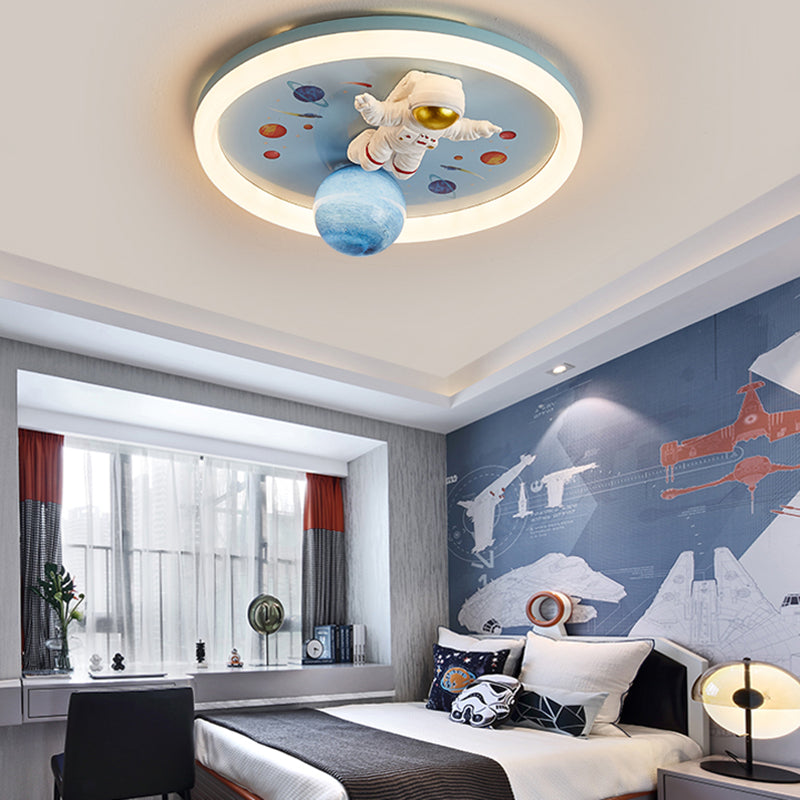 Single Modernism Blue Flush Mount Lighting Unique Ceiling Light for Bedroom