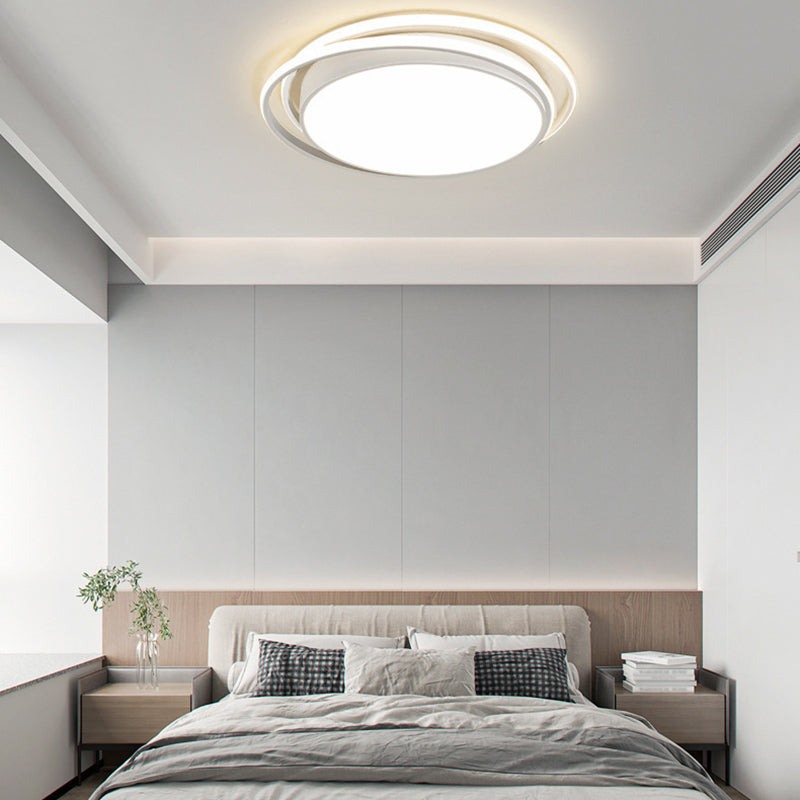 Single Modern White Flush Mount Lighting Unique Ceiling Light for Bedroom