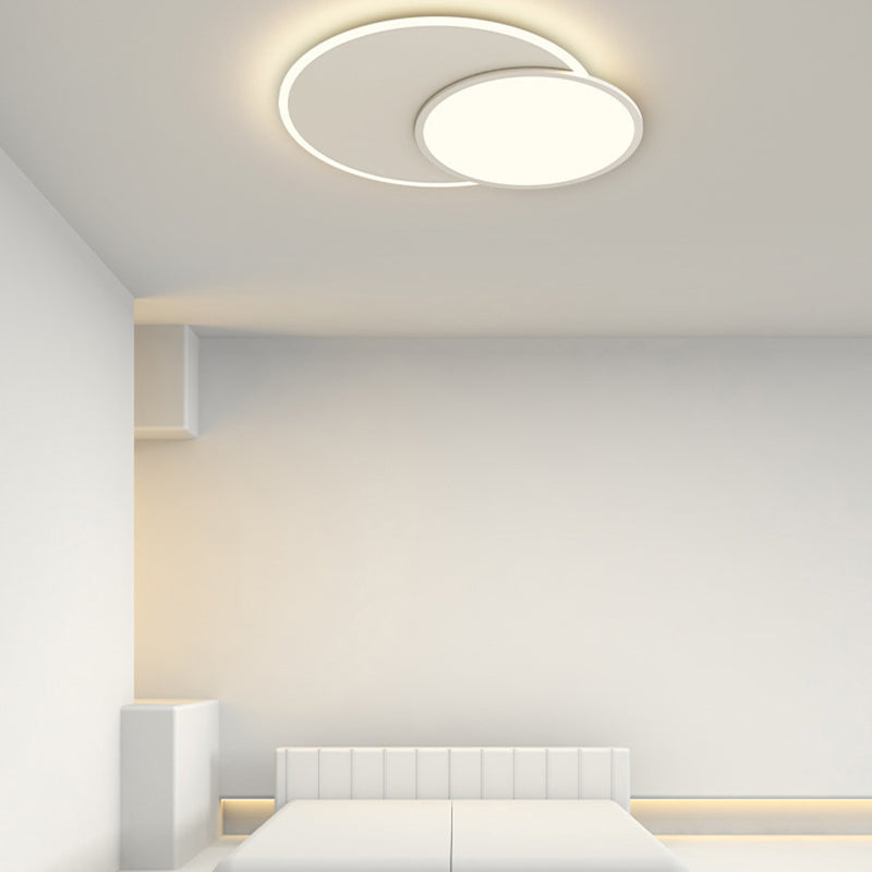 2-Light White Flush Mount Lighting Unique LED Ceiling Light for Bedroom