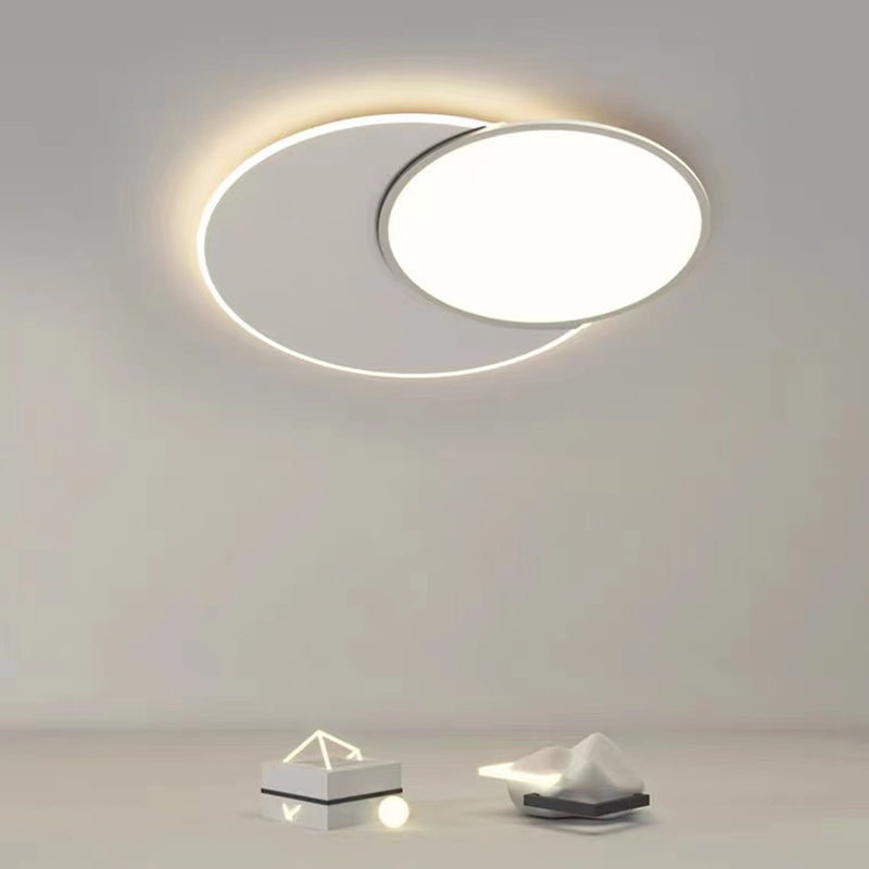 2-Light White Flush Mount Lighting Unique LED Ceiling Light for Bedroom