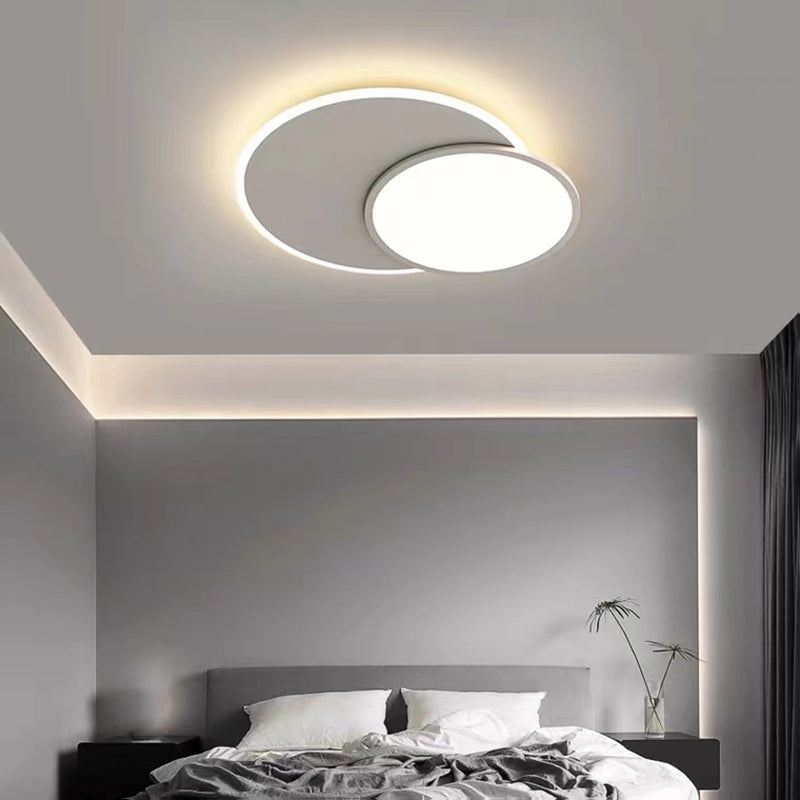 2-Light White Flush Mount Lighting Unique LED Ceiling Light for Bedroom