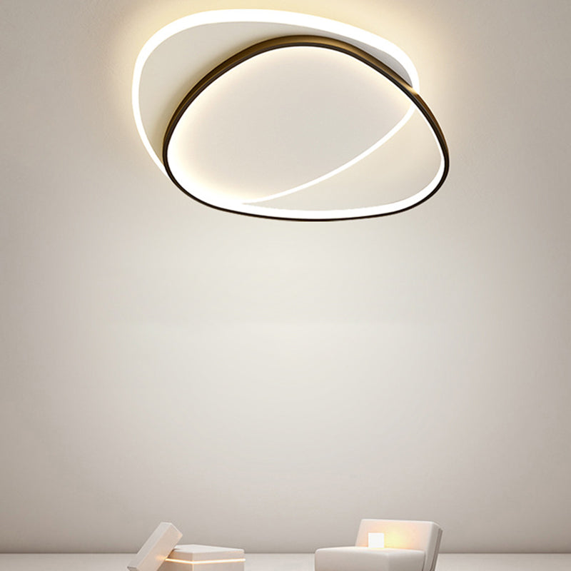 2-Light White/Black Flush Mount Lighting Unique LED Ceiling Light for Bedroom