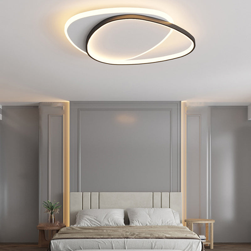 2-Light White/Black Flush Mount Lighting Unique LED Ceiling Light for Bedroom