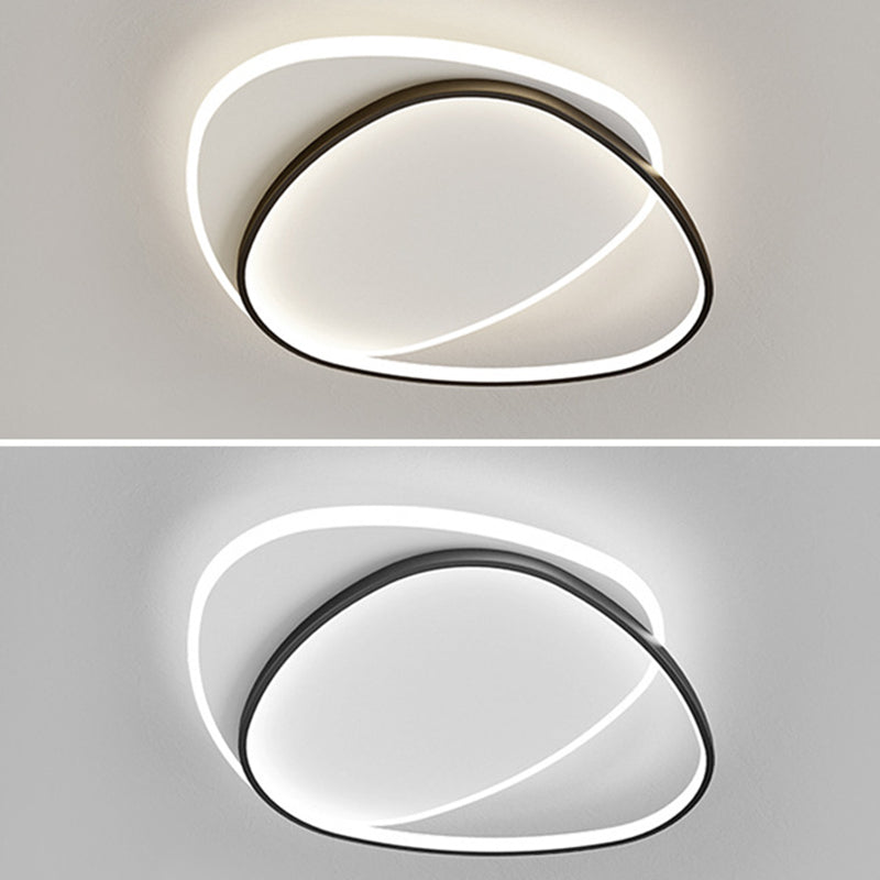 2-Light White/Black Flush Mount Lighting Unique LED Ceiling Light for Bedroom