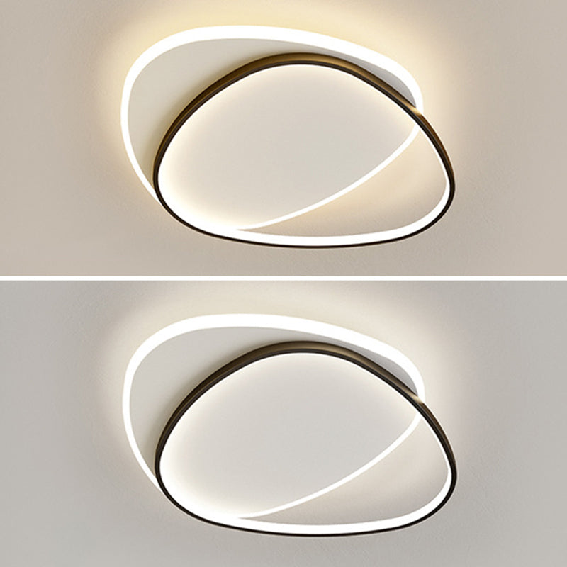 2-Light White/Black Flush Mount Lighting Unique LED Ceiling Light for Bedroom