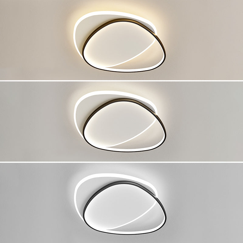 2-Light White/Black Flush Mount Lighting Unique LED Ceiling Light for Bedroom