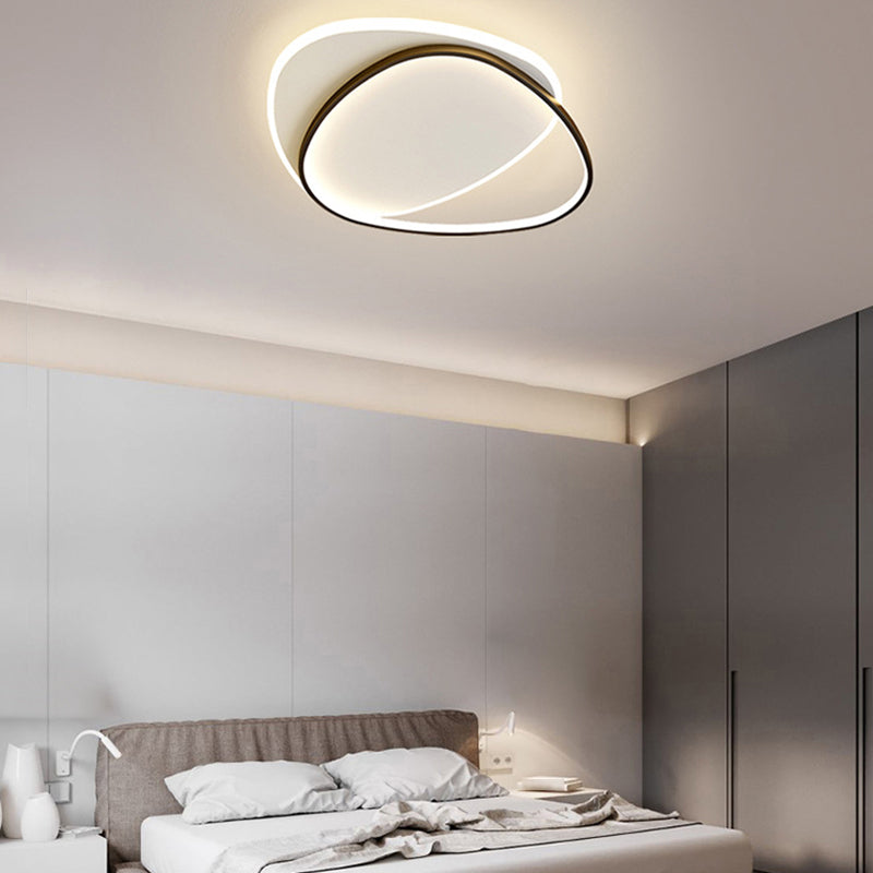 2-Light White/Black Flush Mount Lighting Unique LED Ceiling Light for Bedroom