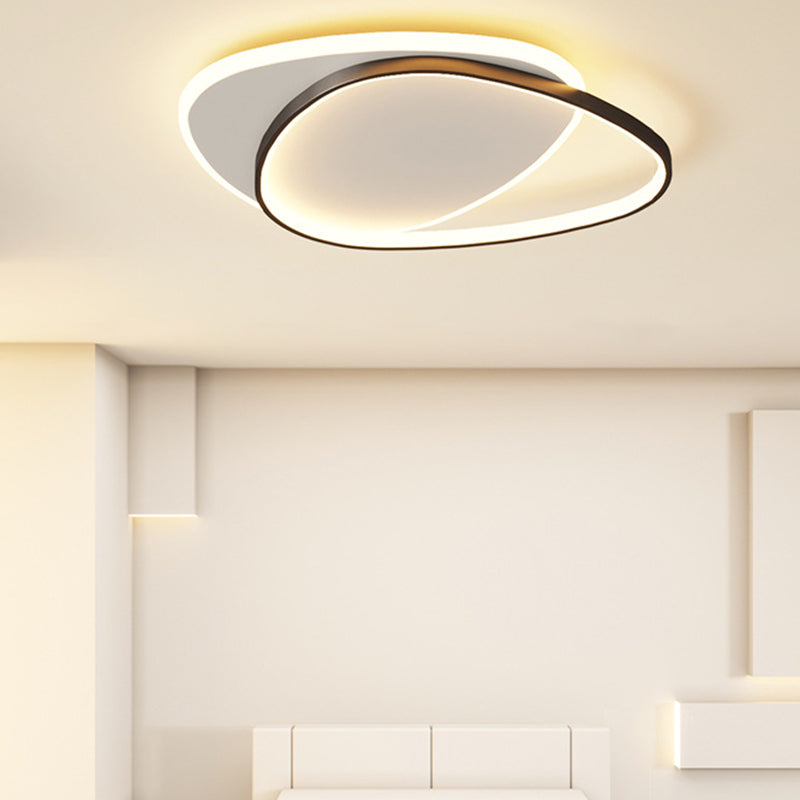 2-Light White/Black Flush Mount Lighting Unique LED Ceiling Light for Bedroom