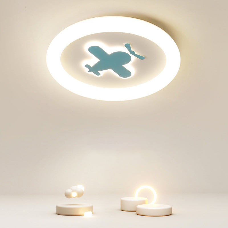 Single White Flush Mount Lighting Unique LED Ceiling Light for Living Room