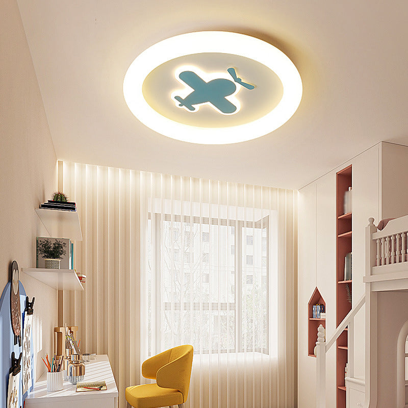 Single White Flush Mount Lighting Unique LED Ceiling Light for Living Room