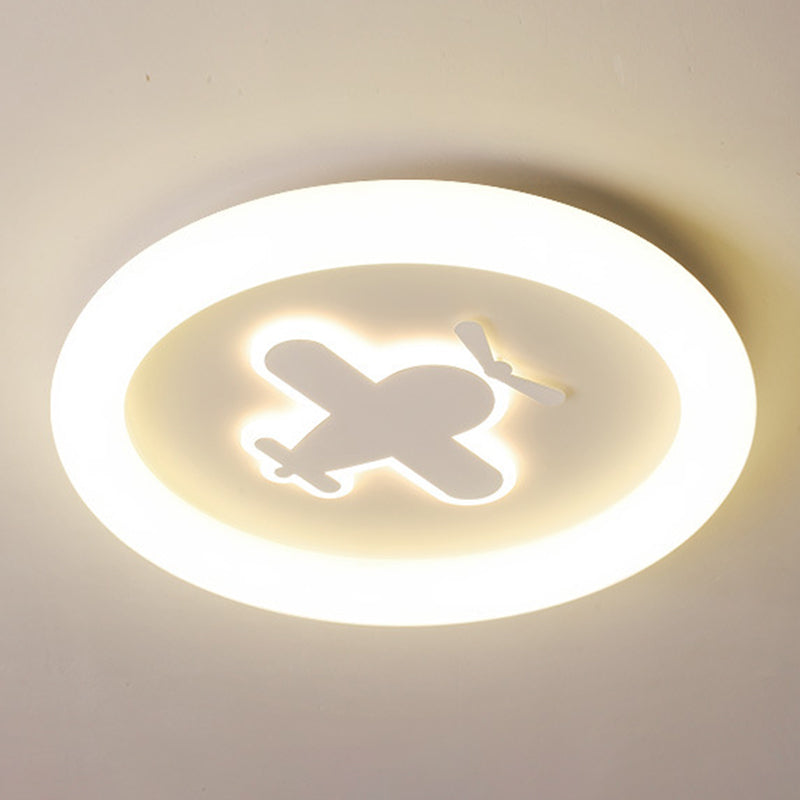 Single White Flush Mount Lighting Unique LED Ceiling Light for Living Room