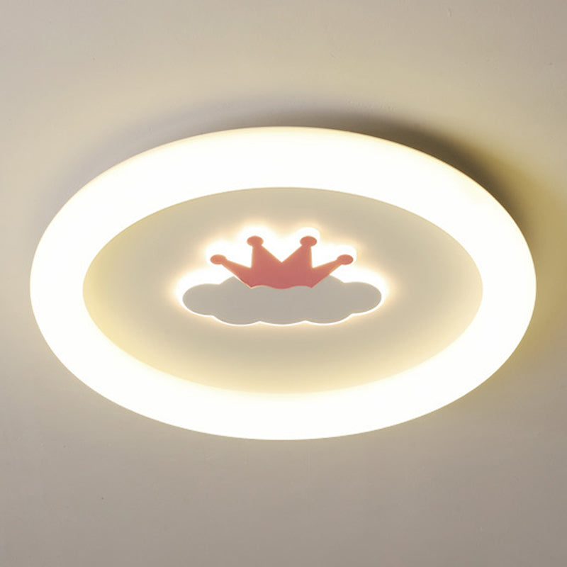 Single White Flush Mount Lighting Unique LED Ceiling Light for Living Room