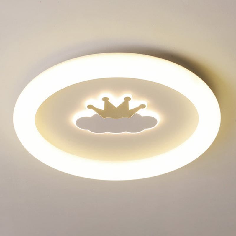 Single White Flush Mount Lighting Unique LED Ceiling Light for Living Room