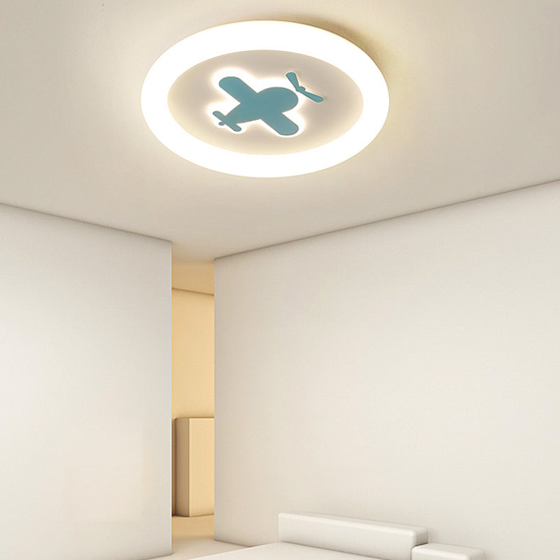 Single White Flush Mount Lighting Unique LED Ceiling Light for Living Room