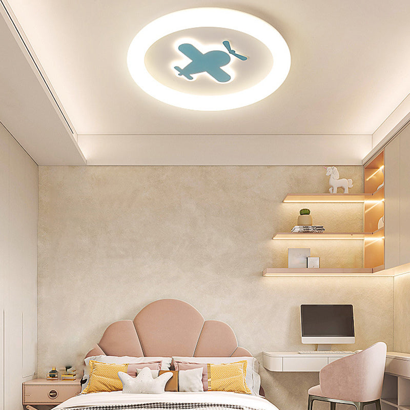 Single White Flush Mount Lighting Unique LED Ceiling Light for Living Room