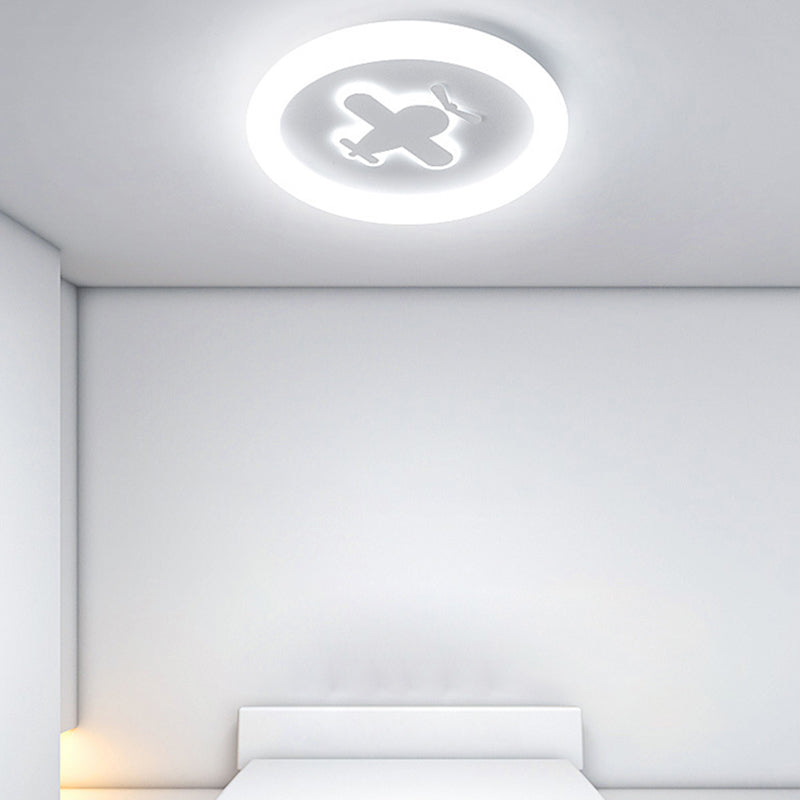 Single White Flush Mount Lighting Unique LED Ceiling Light for Living Room