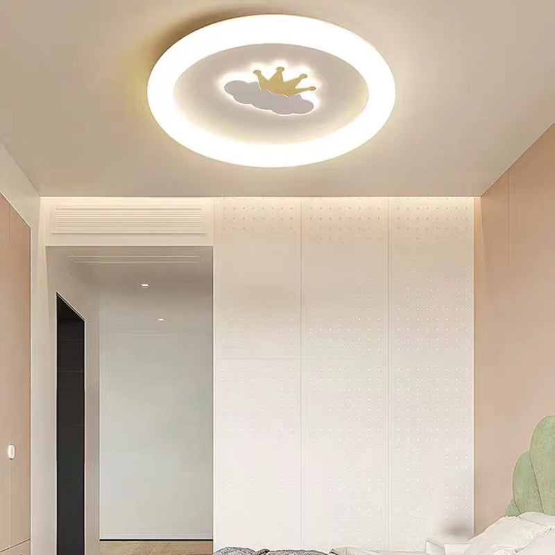 Single White Flush Mount Lighting Unique LED Ceiling Light for Living Room