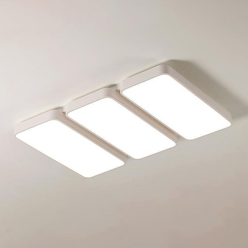 3-Light White Flush Mount Lighting LED Ceiling Light for Living Room