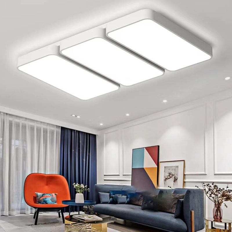 3-Light White Flush Mount Lighting LED Ceiling Light for Living Room