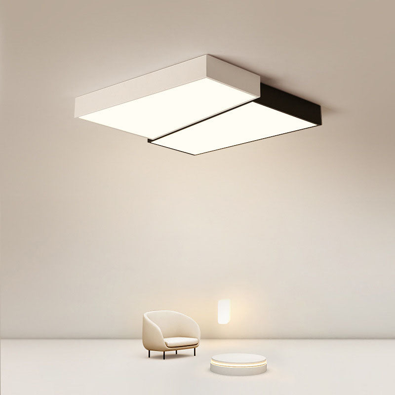 2-Light White/Black Modern Flush Mount Lighting Unique Ceiling Light for Foyer