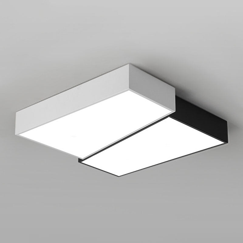 2-Light White/Black Modern Flush Mount Lighting Unique Ceiling Light for Foyer