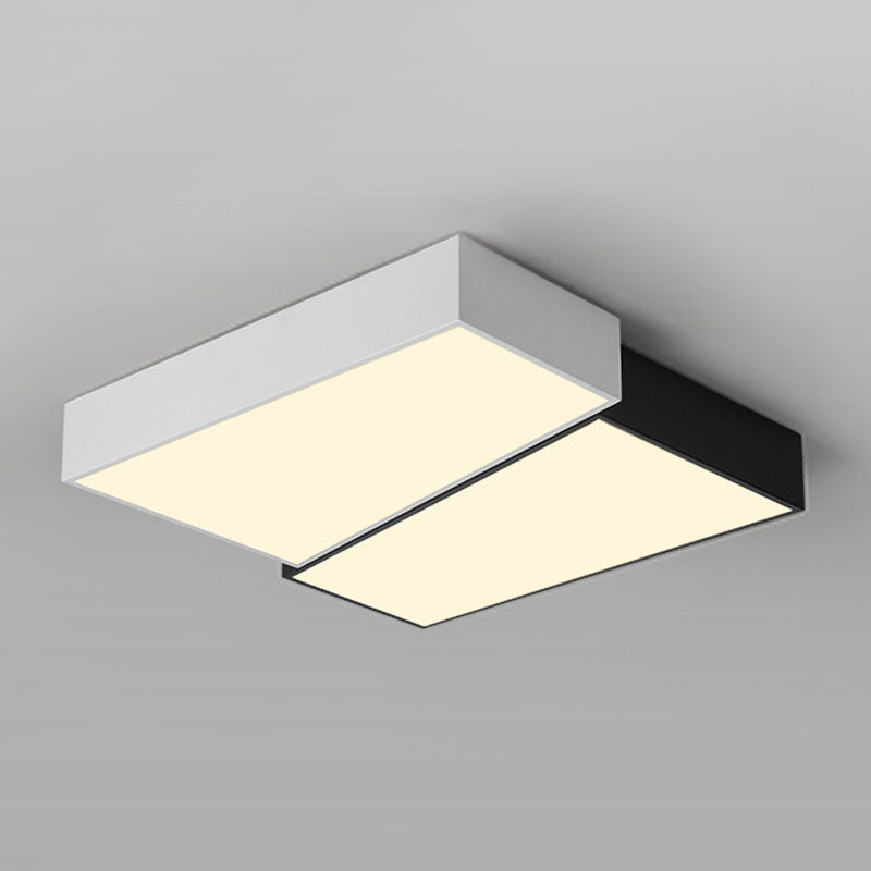 2-Light White/Black Modern Flush Mount Lighting Unique Ceiling Light for Foyer