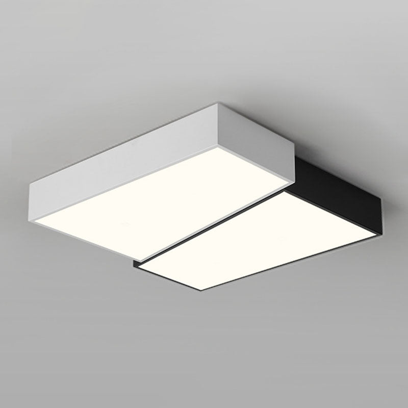 2-Light White/Black Modern Flush Mount Lighting Unique Ceiling Light for Foyer