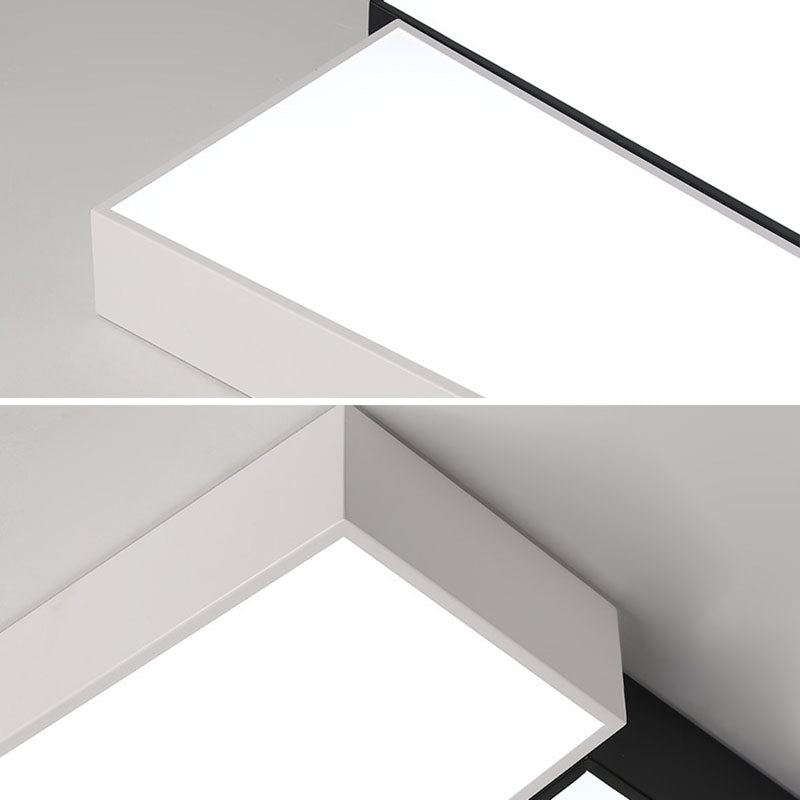 2-Light White/Black Modern Flush Mount Lighting Unique Ceiling Light for Foyer