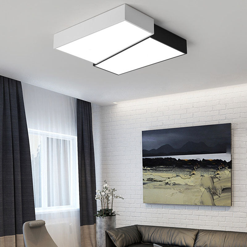 2-Light White/Black Modern Flush Mount Lighting Unique Ceiling Light for Foyer