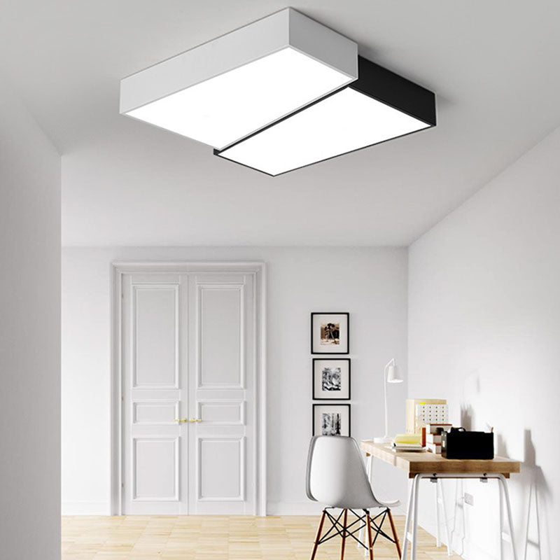 2-Light White/Black Modern Flush Mount Lighting Unique Ceiling Light for Foyer