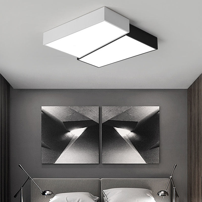 2-Light White/Black Modern Flush Mount Lighting Unique Ceiling Light for Foyer