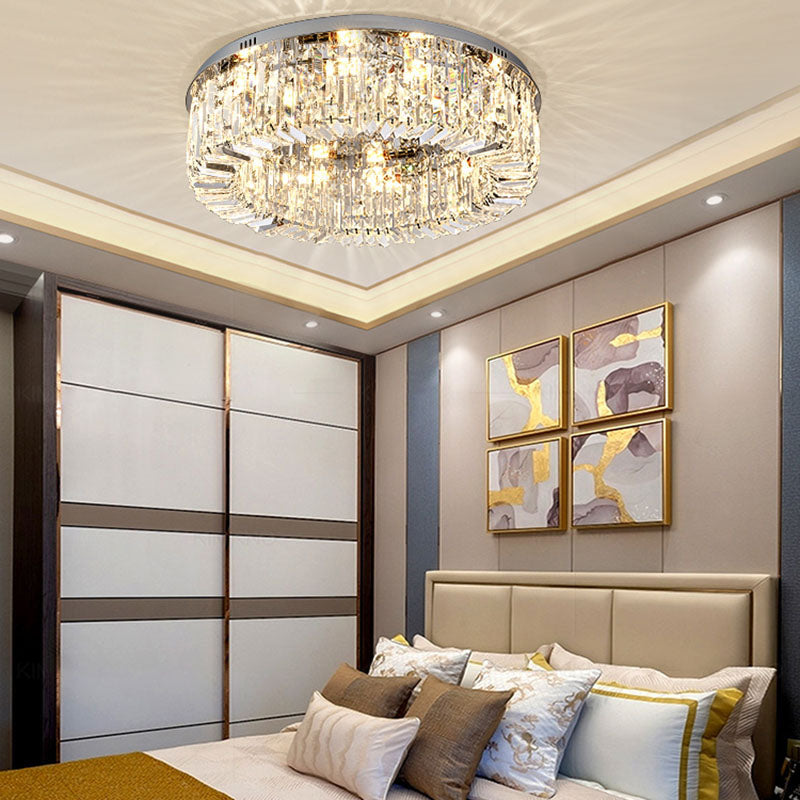 Modern Minimalist Ceiling Lamp Crystal Flush Mount Light Fixture for Bedroom