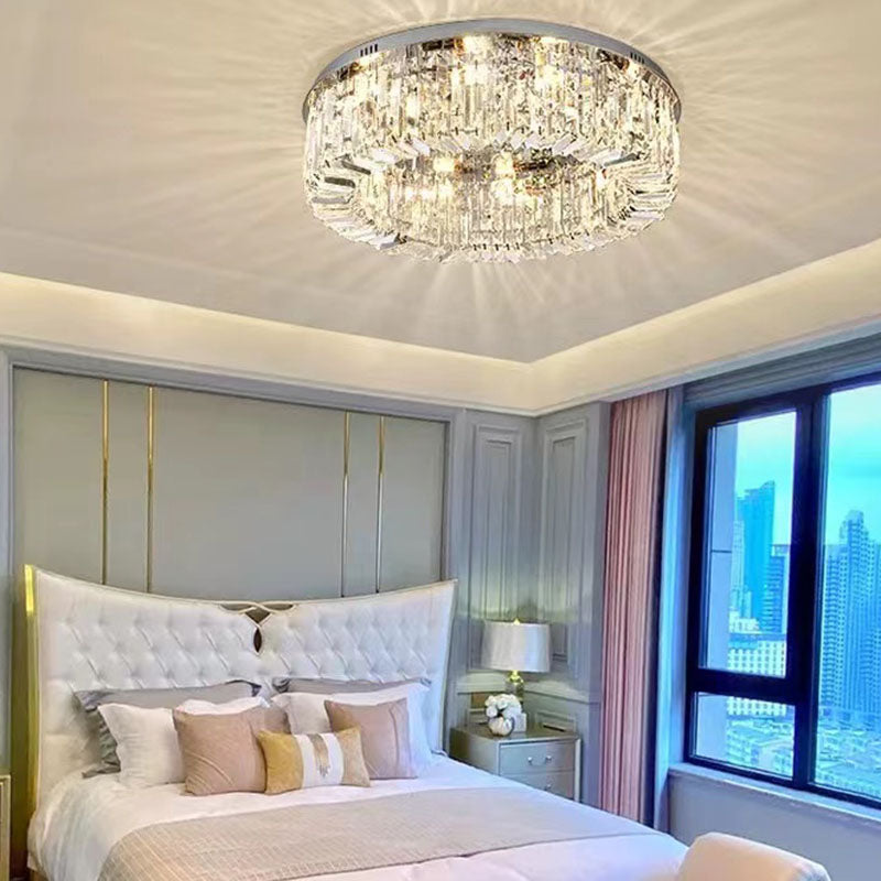 Modern Minimalist Ceiling Lamp Crystal Flush Mount Light Fixture for Bedroom