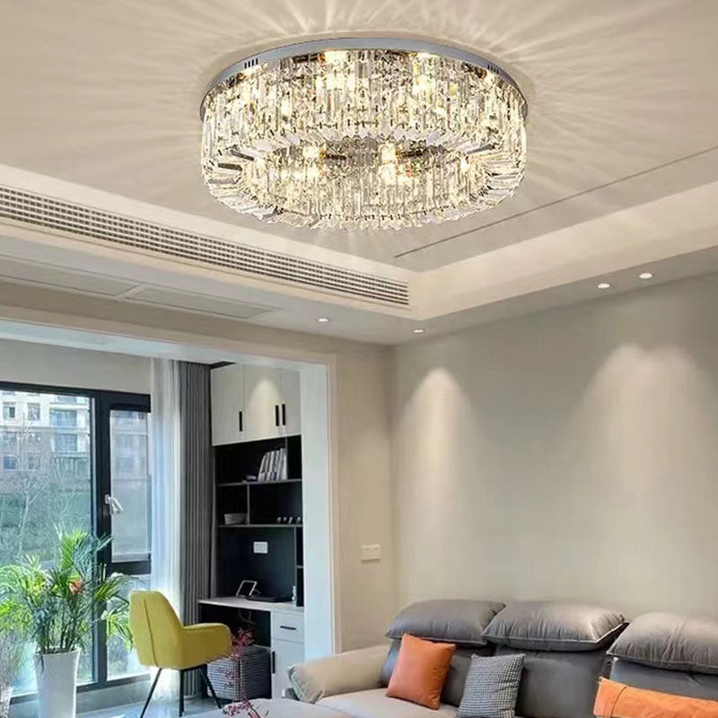 Modern Minimalist Ceiling Lamp Crystal Flush Mount Light Fixture for Bedroom