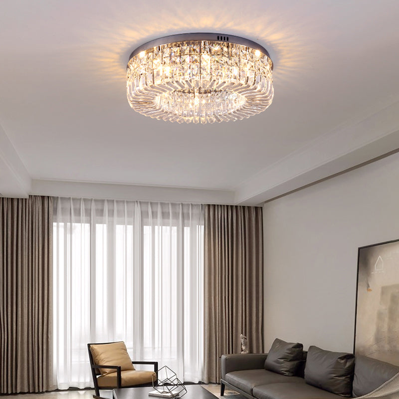 Contemporary Flush Mount Ceiling Light Crystal Flush Light for Living Room