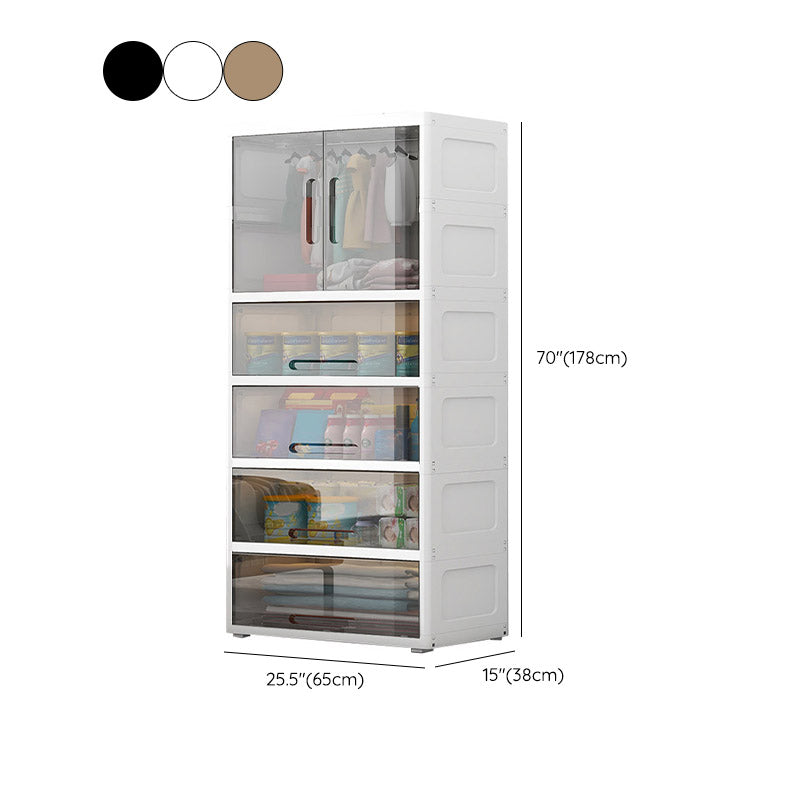 Modern Style Youth Armoire Plastic Door Included Kid's Wardrobe for Home