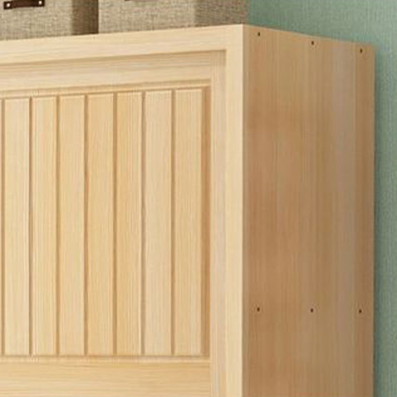 Pine Solid Wood Kids Closet Light Wood Cloth Rod Included Wardrobe Closet