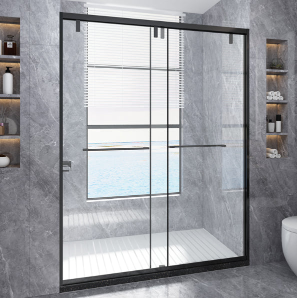 Transparent Double Sliding Shower Bath Doors Metal Frame Shower Door