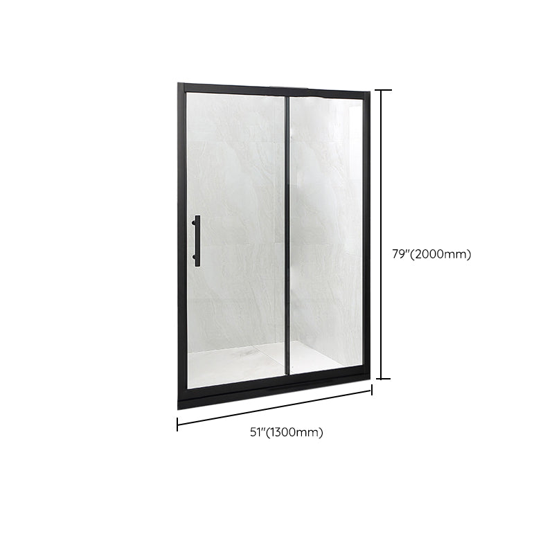 Modern Black Frame Shower Bath Door Transparent Single Sliding Shower Door