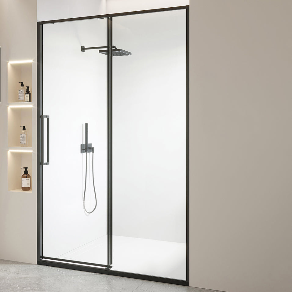 Black and Silver Shower Bath Door Framed Double Sliding Shower Bath Door