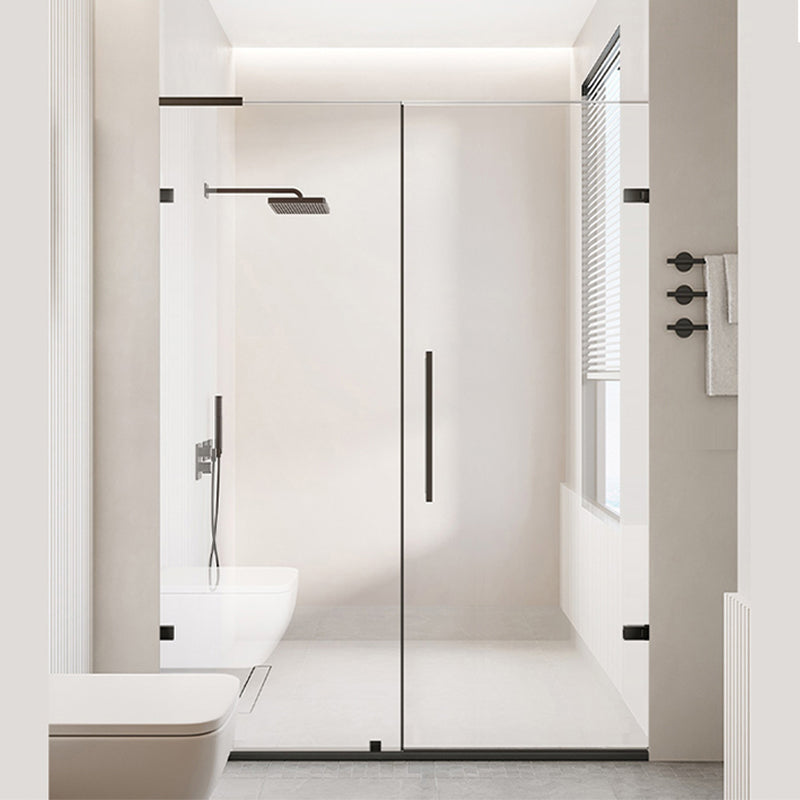 Black Tempered Shower Bath Door Semi-Frameless Transparent Shower Bath Door