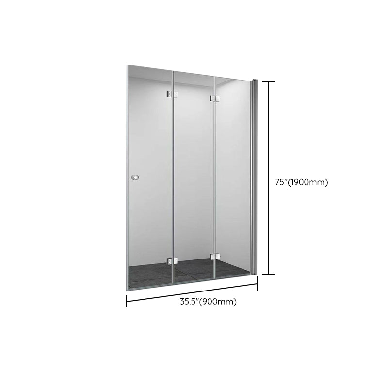 Frameless Folding Tempered Glass Shower Door with Thickened 304 Stainless Steel Fittings