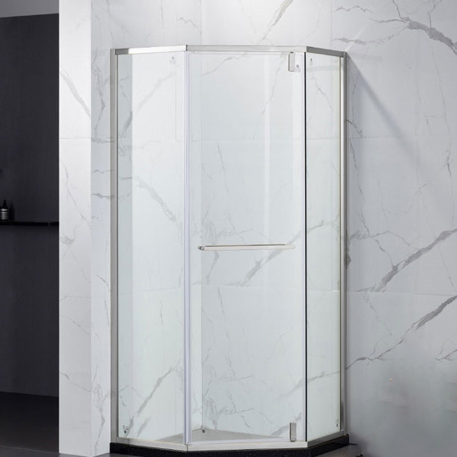 Pivot Tempered Glass Shower Door, Diamond Shape Stainless Steel Frame Shower Door